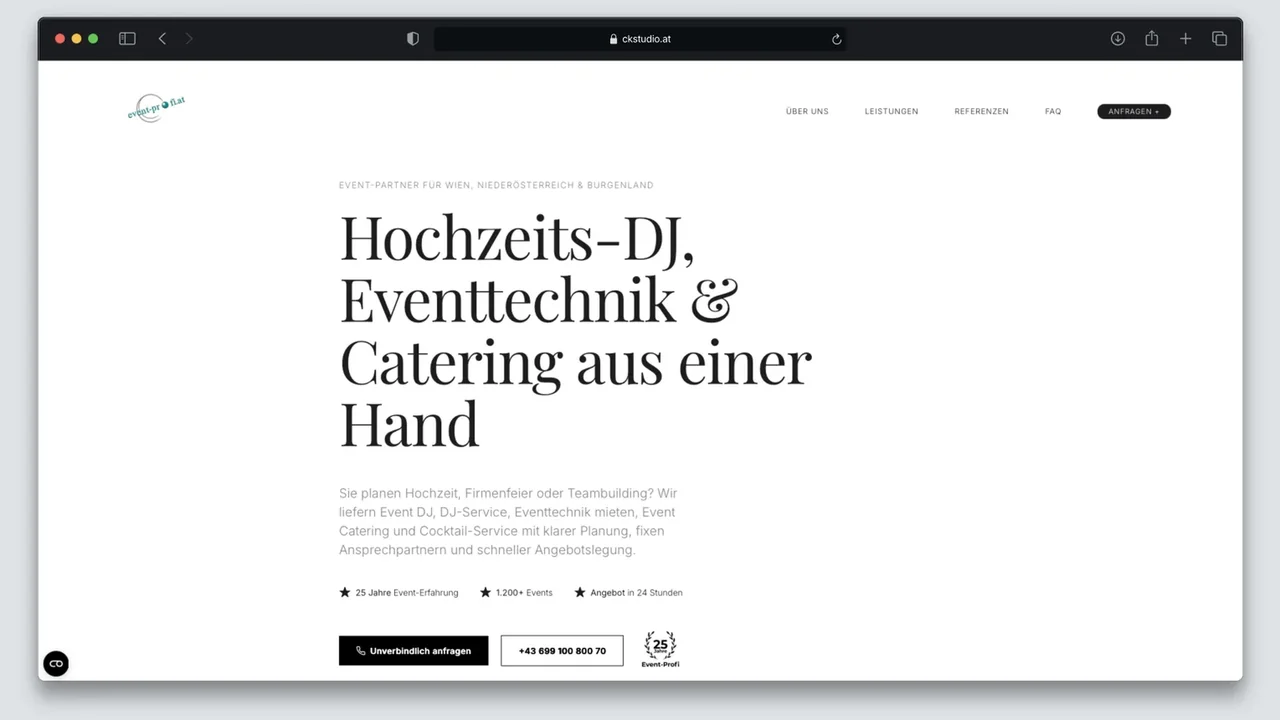 Event Partner: Startseite mit Bildern vergangener Veranstaltungen